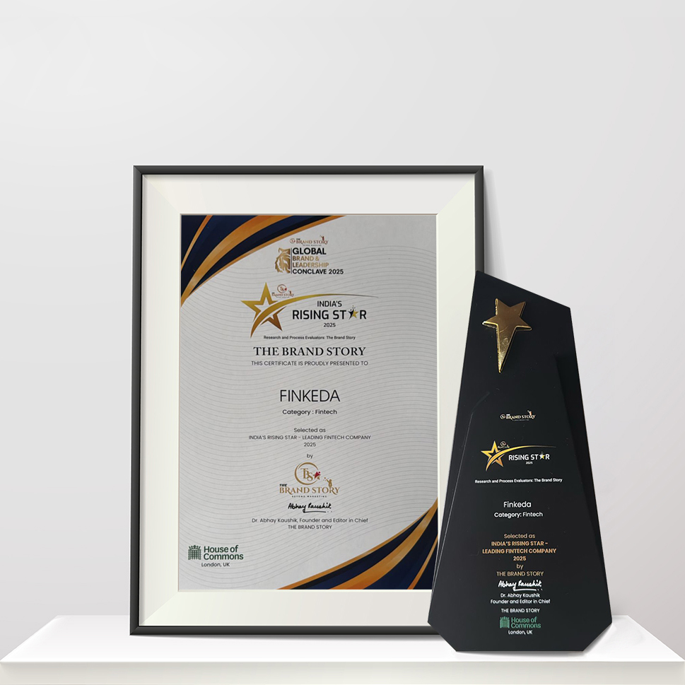 Golden star trophy and blank frame on white shelf on white background vector illustration